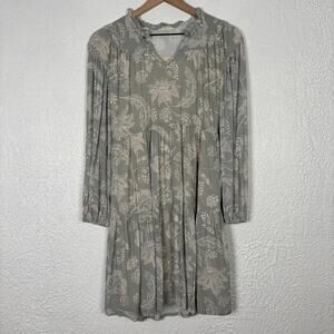 Spartina 449 Floral Long Sleeve V-Neck Tiered Mini Dress Size XS